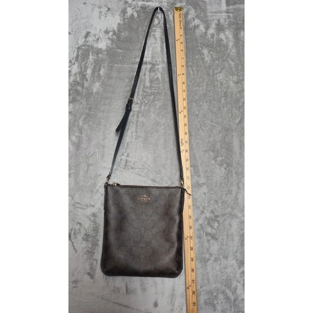 Coach North South Crossbody Bag Signature Canvas Brown Monogram 58330